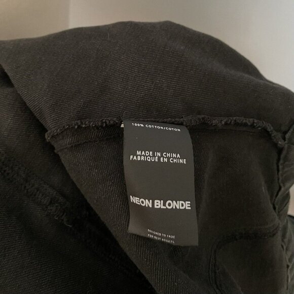 Neon Blonde High Flyer Oversized Denim Jacket Washed Black - Picture 10 of 10